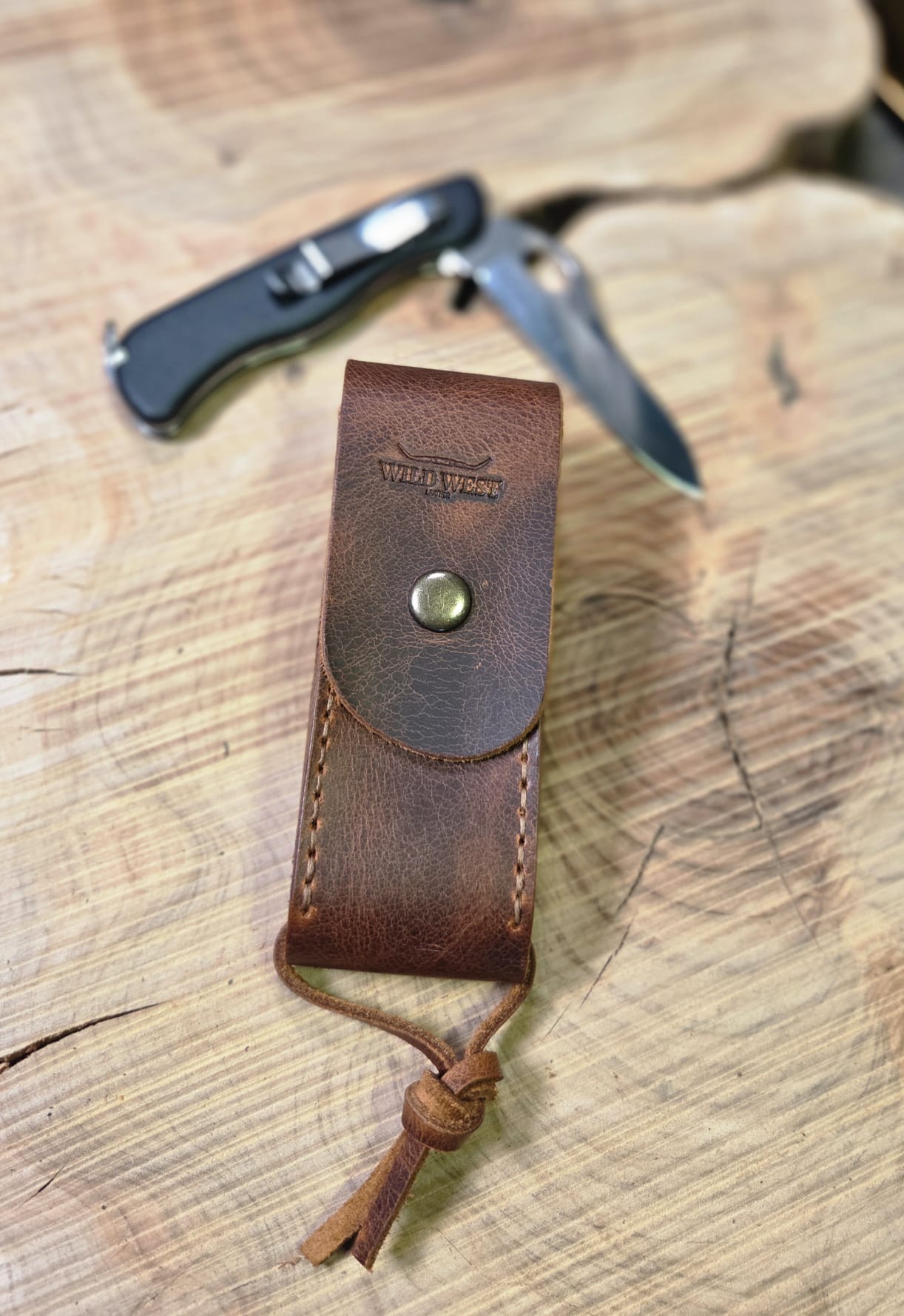 11mm çakılar için uyumlu el yapımı Dark Brown deri çakı kılıfı, outdoor kullanım için ideal