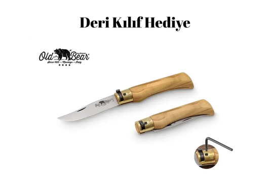 Antonini Old Bear 9cm Zeytin Ağacı Saplı L Çakı(Deri Çakı Kılıfı Hediyeli!)