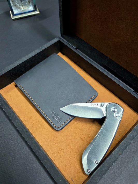 Classic Erkek Cüzdanı+Buck 743 Sovereign+Özel Ahşap Hediye Kutusu