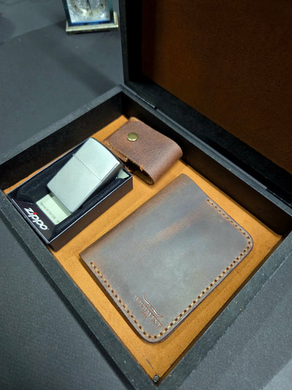 Covboy Erkek Kartlık+Zippo+Zippo Kılıfı+Özel Ahşap Hediye Kutusu