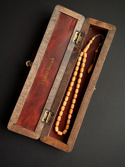 Saray Kukası Tesbih – 12x8 mm Kapsül Kesim | Özel El Oyması Ahşap Kutulu